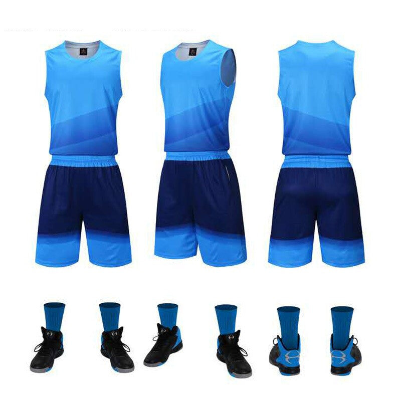 A100# Stylish Basketball Jersey Suit - Blue