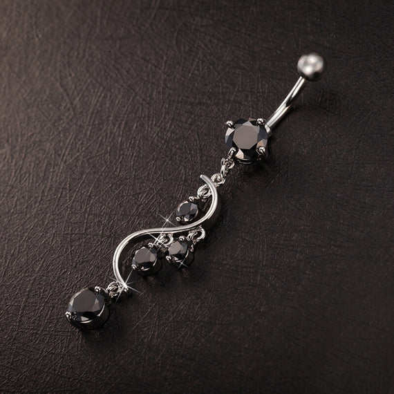 Bluelans frasnable navel barbell ring - Black