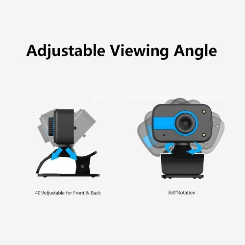 Portable HD Webcam 480P 30fps Camera with Mount Clip Built-in Microphone Notebook Laptop PC Desktop Computer Web Video Camera USB Plug & Play for Online Conferences Meeting Video Call Live Streaming