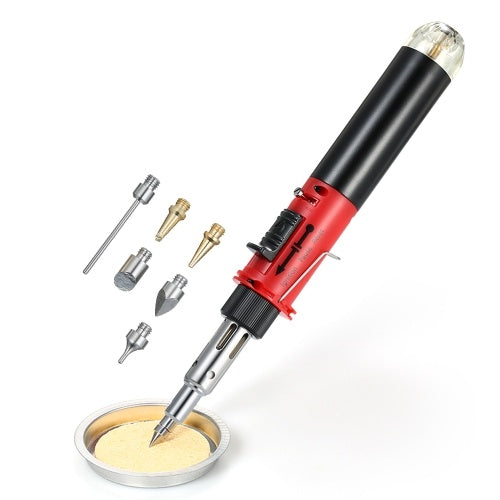 Gas Soldering Iron 12 in 1 Professional Pen Type Butane Gas Electric Soldering Iron Set Dual Function Flame Ignitor Welding Tool Flame Torch Cordless Solder Iron