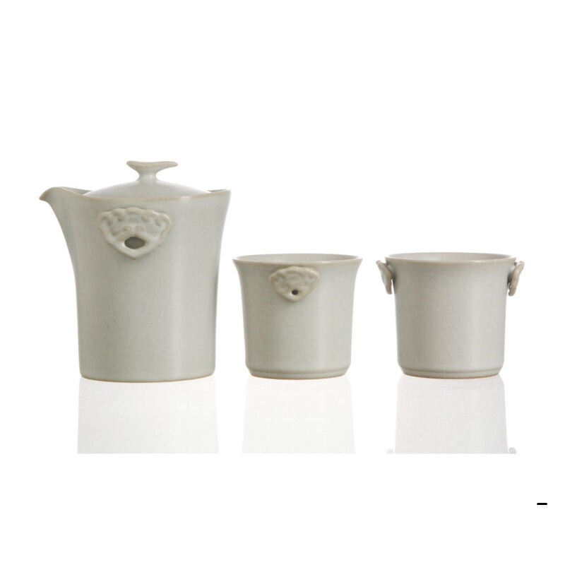 مجموعة شاي Ru Yi Moon White Ru Kiln Celadon