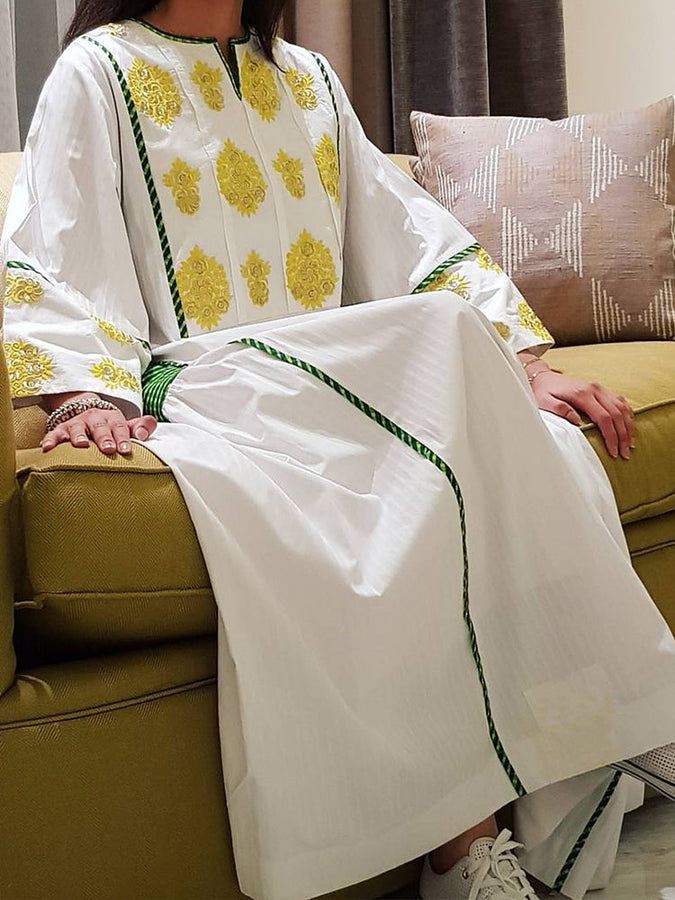 Gold gild loose sleeve maxi kaftan dress