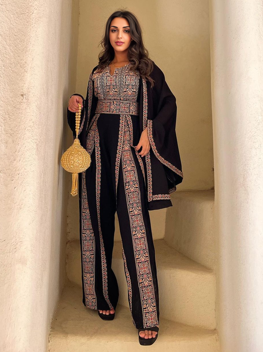 بذلة منقوشة خمر ومجموعة تونك 