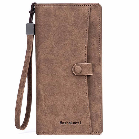 AM -107 Premium Leather Wallet للرجال - بني