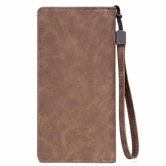 AM -107 Premium Leather Wallet للرجال - بني