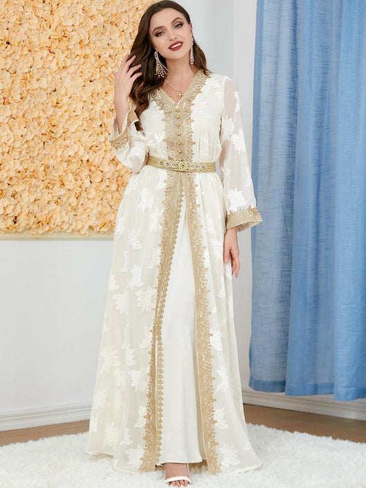 Golden Lace Belt Design Single Breasting Dress and Outerwear Suit