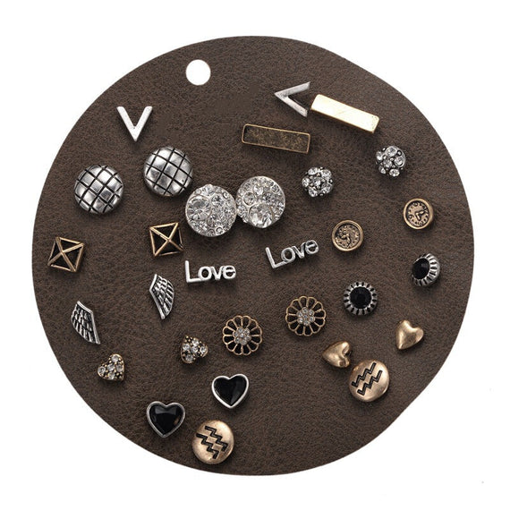 15 زوجًا من الأقراط العتيقة الفاخرة - فضية 