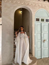 White Ethnic Embroidered Dress and OutwearTwo-Piece Set