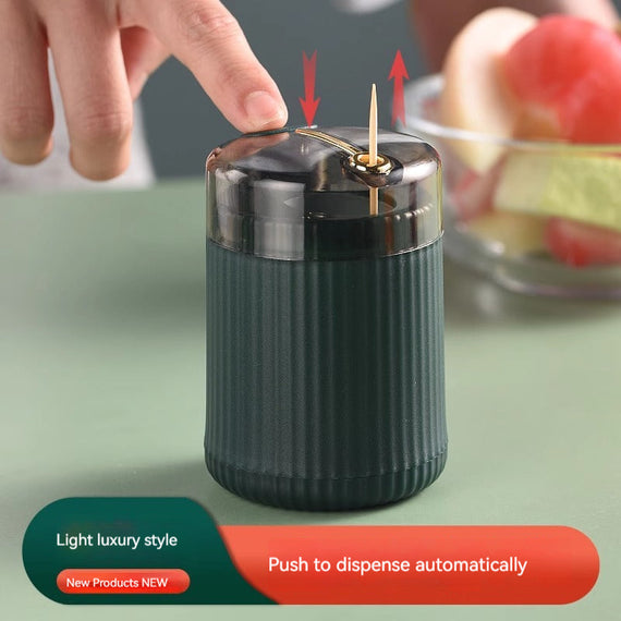 KT-11-30-006 حامل أعواد الأسنان، قاذف تلقائي، عالي الجودة، منزلي، حامل أعواد أسنان إبداعي شخصي، نوع الضغط، محمول، وعاء تخزين خيط الأسنان التجاري 