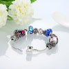 Fashion Unique Charm Colorful Crystal Beads Silver Plated Metal Chain Bracelet Bangle Jewelry for Women Girl Gift Party