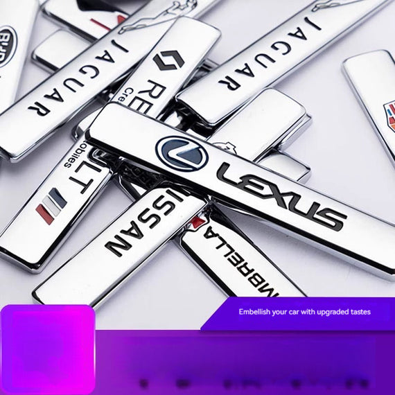 KT12-15-002 ملصقات جانبية ثلاثية الأبعاد مخصصة، ملصقات صندوق السيارة، ملصقات حاجز الحروف، ملصقات سيارة معدنية، ملصقات تعديل الجسم - قطعتين 