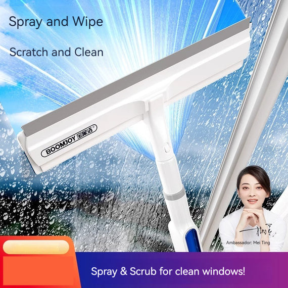 KT-12-19-001 مُنظف نوافذ المياه النفاثة لمسح الزجاج للاستخدام المنزلي والكشط وغسل أداة التنظيف الجوي للزجاج 