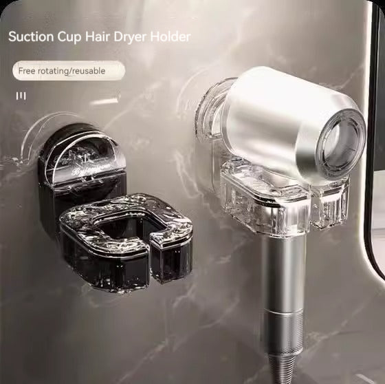 KT-12-19-010 رف مجفف الشعر، شماعة مجفف الشعر للحمام، حامل مجفف الشعر المثبت على الحائط للحمام - قطعتين 