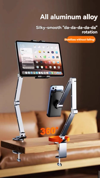 KT-12-27-05 دعامة لوحية من سبائك الألومنيوم قابلة للدوران، دعامة سرير كسولة، دعامة هاتف محمول لمشاهدة الاستلقاء، دعامة سرير معلقة بذراع ميكانيكية 