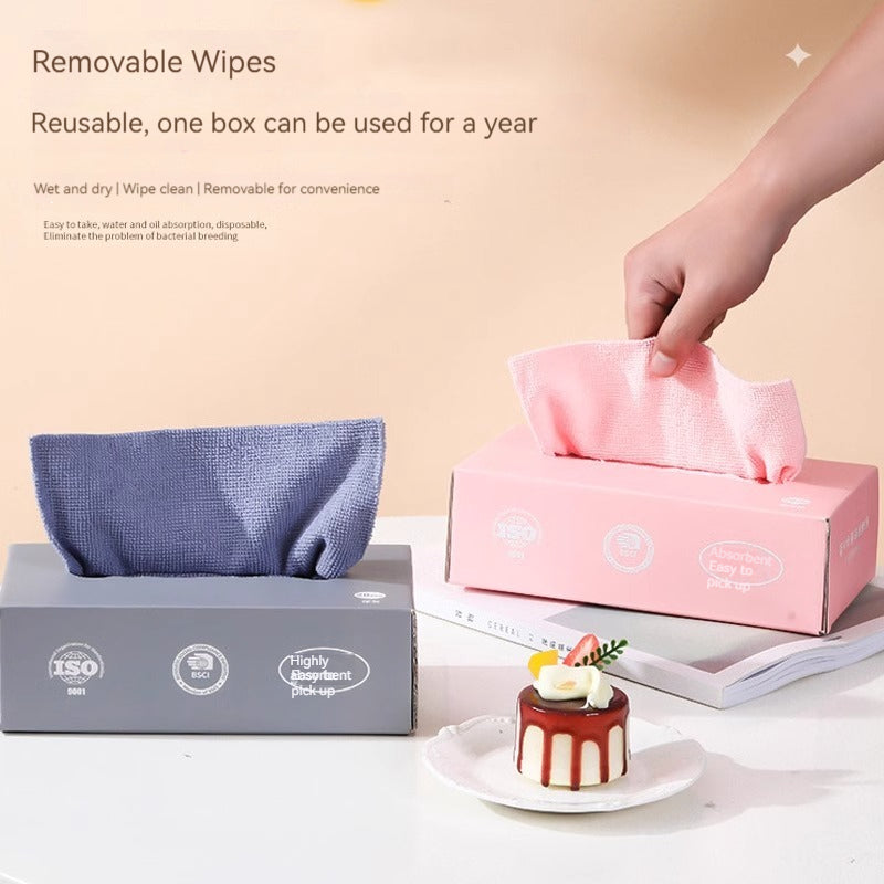 KT-12-19-009 مناديل قابلة للاستخراج، مناديل مطبخ ماصة خالية من الوبر، مناديل قابلة للغسل غير قابلة للاستعمال مرة واحدة، مناشف أطباق نظيفة - 4 قطع 