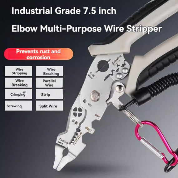 KT-15-25-011 Multi-Function (Elbow) Wire Stripping Pliers, Splitter Pliers, Stripping, Stripping, Crimping, Winding, Industrial Splitter, Wire Cutting, Wire Pipe Laying Special Pliers