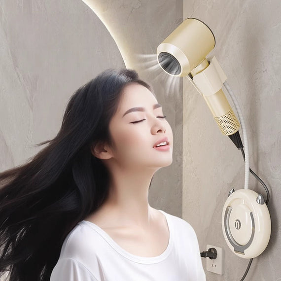 KT-12-19-005 رف مجفف الشعر، شماعة مجفف الشعر للحمام، حامل مجفف الشعر المثبت على الحائط للحمام - قطعتين 