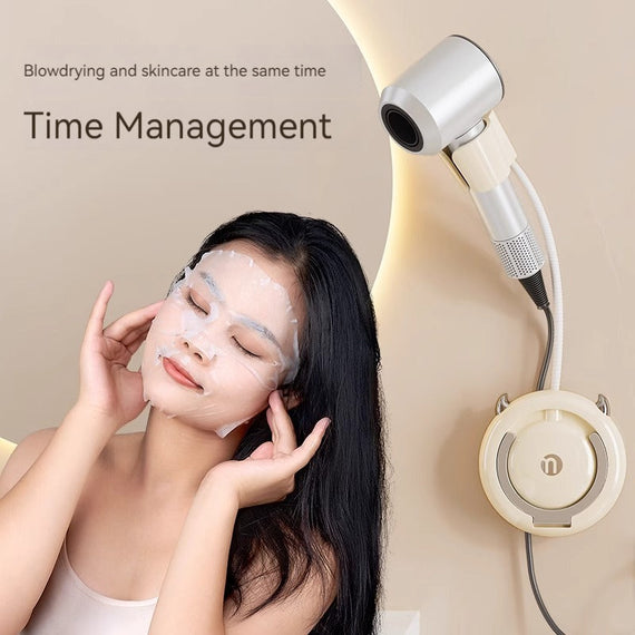 KT-12-19-005 رف مجفف الشعر، شماعة مجفف الشعر للحمام، حامل مجفف الشعر المثبت على الحائط للحمام - قطعتين 