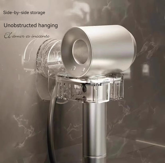 KT-12-19-010 رف مجفف الشعر، شماعة مجفف الشعر للحمام، حامل مجفف الشعر المثبت على الحائط للحمام - قطعتين 