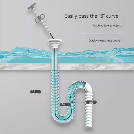 KT-12-19-006 منظف انسداد المجاري، منظف انسداد أرضية المرحاض، أداة فك انسداد أنابيب المطبخ - قطعتين 