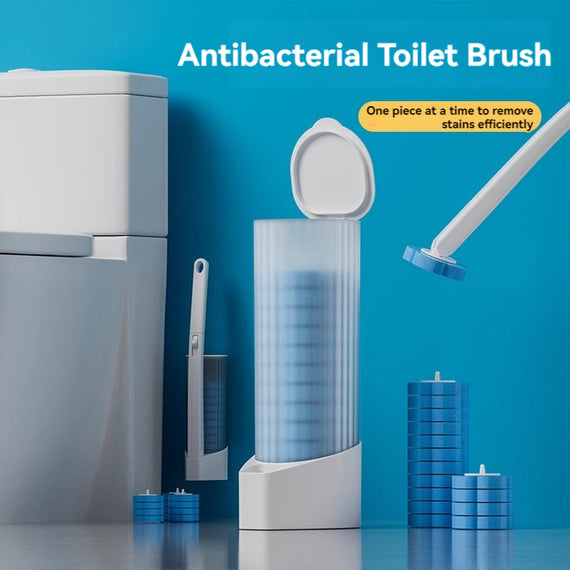KT-12-27-04 Disposable Toilet Brush, Household Dead End Toilet Brush, Replacement Head Set Brush, Wall Mounted Squatting Toilet Cleaner