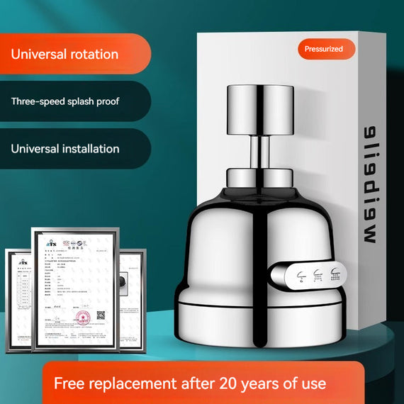 KT-12-19-007 واقي من رذاذ الصنبور، موسع صنبور المطبخ، وصلة خرطوم الصنبور ذات التركيب العالمي، فلتر صنبور عالمي معزز عالمي - قطعتين 