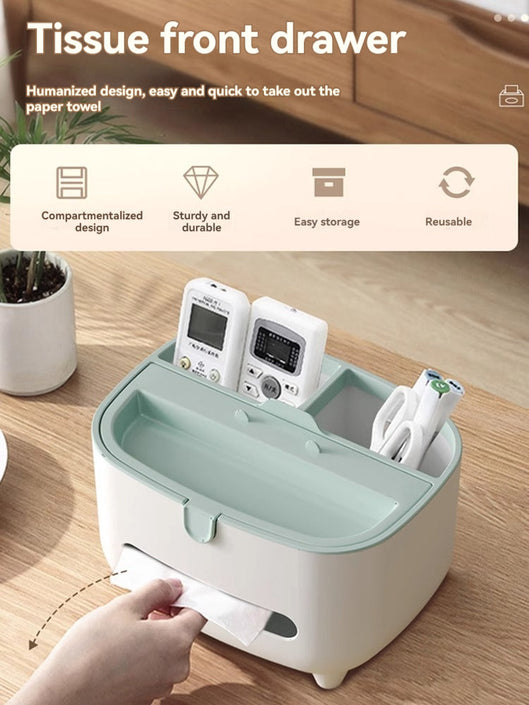 KT-12-26-013 Desktop Tissue Box, Home Living Room Coffee Table Remote Control Storage Box, Scandinavian Simple Creative Plastic Multi-Function - 2 Pieces