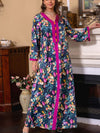 Floral Pattern Vneck Long Sleeve Kaftan
