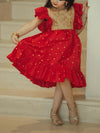 Floral Print Ruffle Sleeve Dress