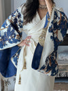 Classical Tree Pattern Bind V Neck Long Sleeve Dress