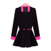 النساء الكوريات الكوري الجديد مطوي السترة العميقة V-Neck Slim Jacket Coat Black