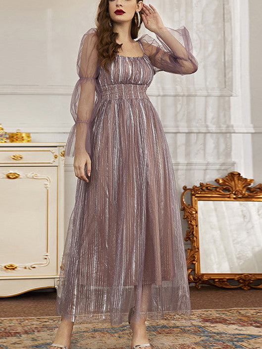 قفطان شيفون برقبة مربعة على الطراز العرقي 