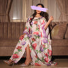 Floral Print Batwing Sleeve Round Neck Loose Kaftan