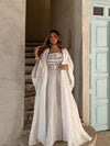 فستان أبيض مطرز عرقي وOutwearTwo-Piece Set