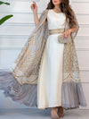 Elegant Round Neck Dress and Sequin Tunic Set