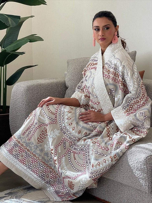 Retro Embroidery Loose Long Sleeve Kaftan