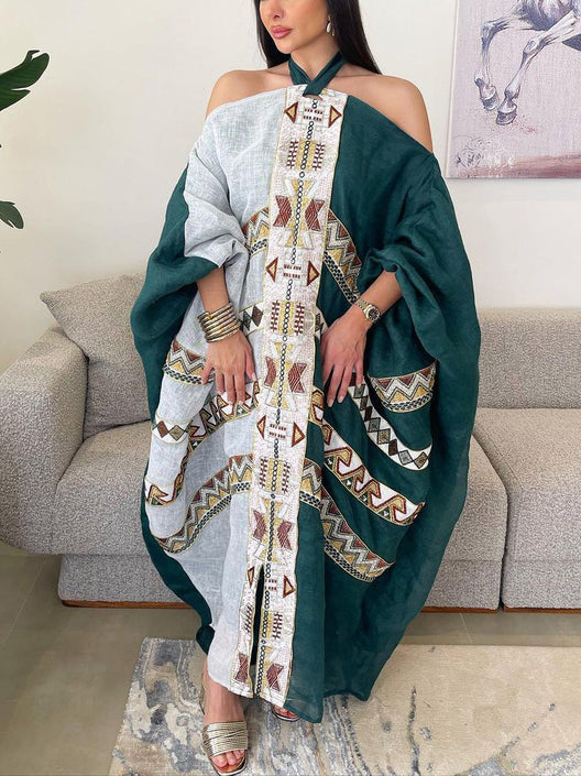 Geometric Pattern Strapless Elegant Dress