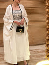 White Ethnic Embroidered Dress and OutwearTwo-Piece Set