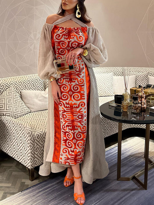 Embroidered off-the-shoulder linen dress