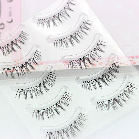 5 Pairs Cross False Water Thick Eyelashes - Black
