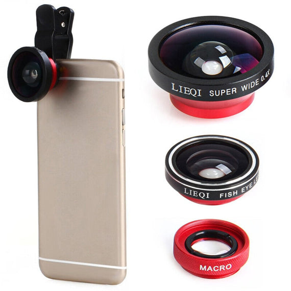 عدسة الهاتف المحمول Lieqi Lq-003 Premium 3 في 1 - أحمر
