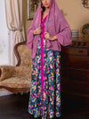 Floral Pattern Vneck Long Sleeve Kaftan