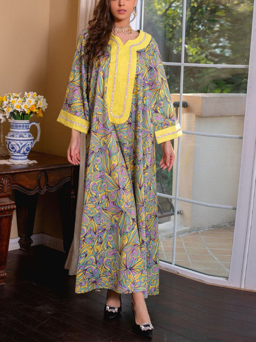 Arabian Embroidered Long-sleeved Kaftan