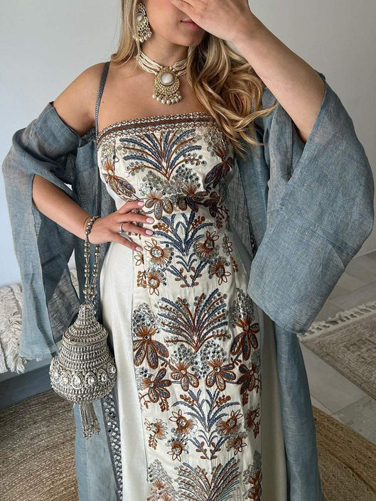 فستان غير مستمز من الأزهار ومجموعة خارجية