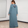 Hooded Embroidery Print Pocket Split Long Sleeve Dress