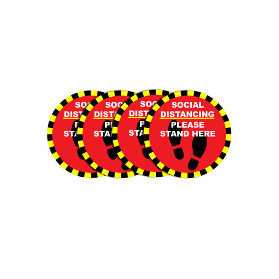 ملصق لافتة أرضية للتباعد الاجتماعي بطول 6 أقدام - أحمر خمري
