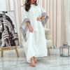 Pattern cuff baggy white kaftan dress فساتين