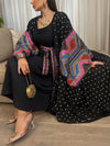 Polka Dot Embroidery Printed Long Sleeve Dress Two Pieces Set