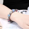 Fashion Unique Charm Colorful Crystal Beads Silver Plated Metal Chain Bracelet Bangle Jewelry for Women Girl Gift Party