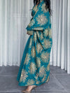 Gold embroidered dress + baggy cardigan two-piece set